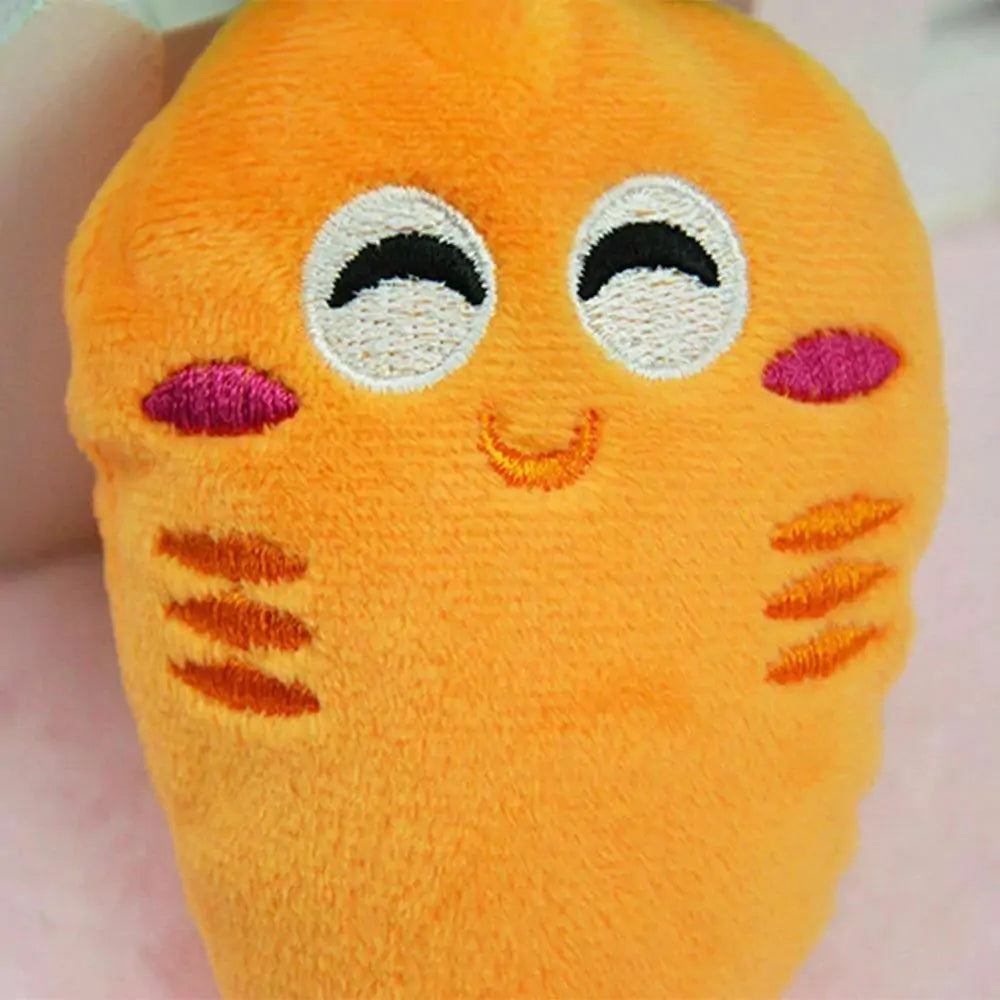 Carrot Plush Dog Toy with Squeaker