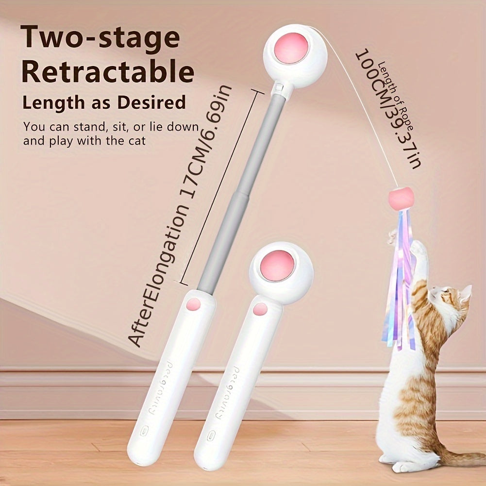 Retractable Cat Teaser Wand with Feather