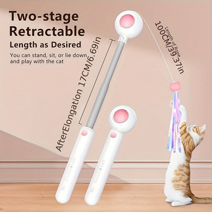 Retractable Cat Teaser Wand with Feather