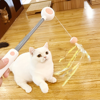Retractable Cat Teaser Wand with Feather