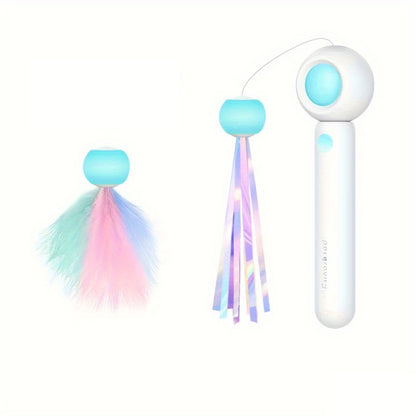 Retractable Cat Teaser Wand with Feather